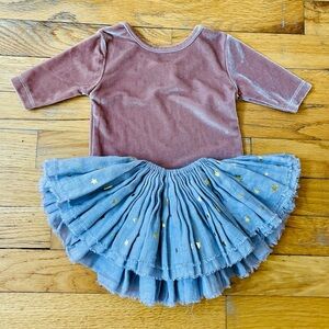 Cute Baby Girl Oh Baby velvet onesie and skirt 0-6mo